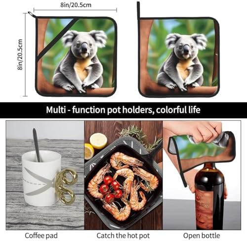 Funny Koalas Potholders Set for Heat-Resistant BBQ Cooking