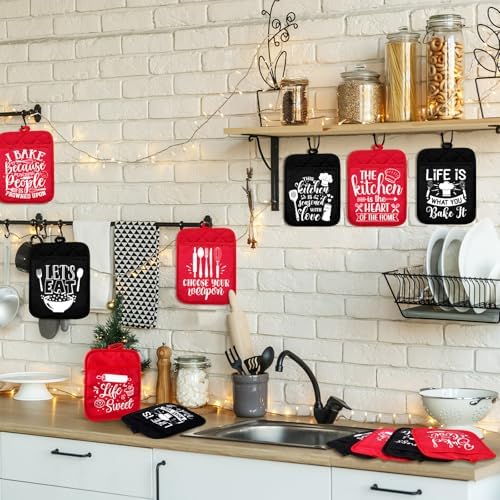 12 Pcs Funny Kitchen Pot Holders with Pocket for Baking and Beyond
