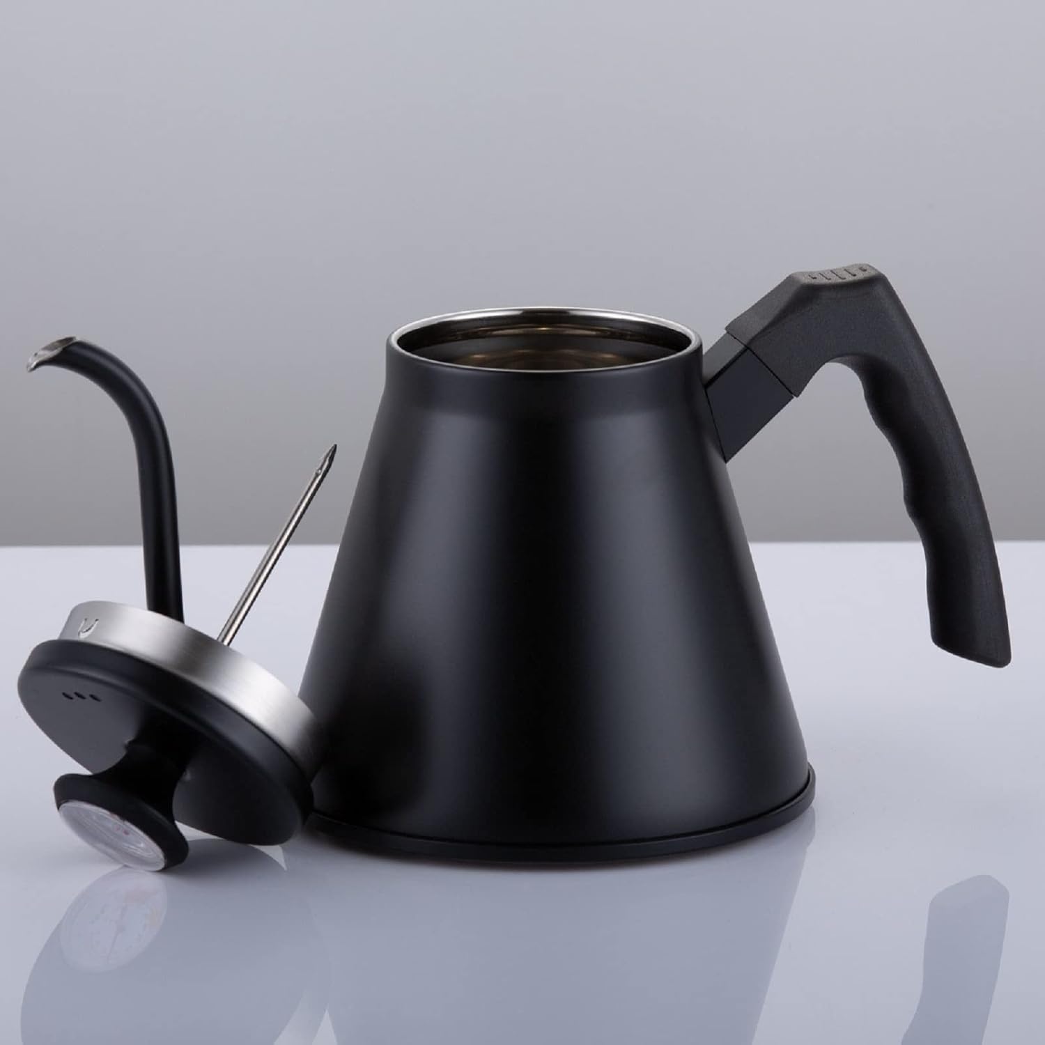 Sturdy Black Stainless Steel Gooseneck Coffee Kettle