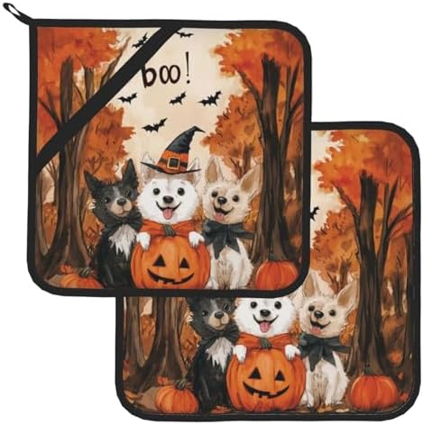 2Pcs Ghost Dogs Halloween Decor Pot Holders for Kitchen