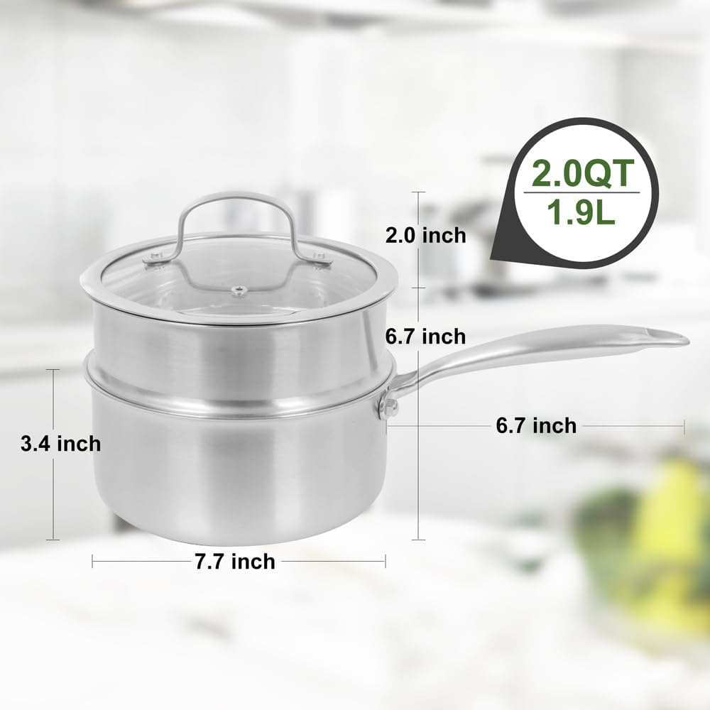 Sleek 2 qt Stainless Steel Saucepan for All Cooktops