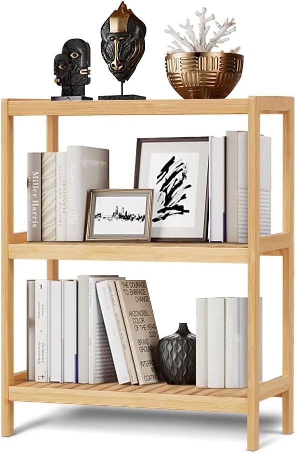 HLXZN 3-Tier Bamboo Freestanding Shelf Unit