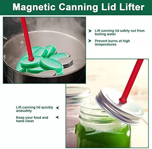 4-Piece Canning Kit with Magnetic Lid Lifter Bubble Popper RedGreen