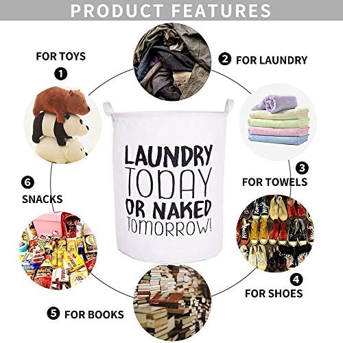 VJJ AIDEAR Wash Today Round Laundry Hamper with Handles
