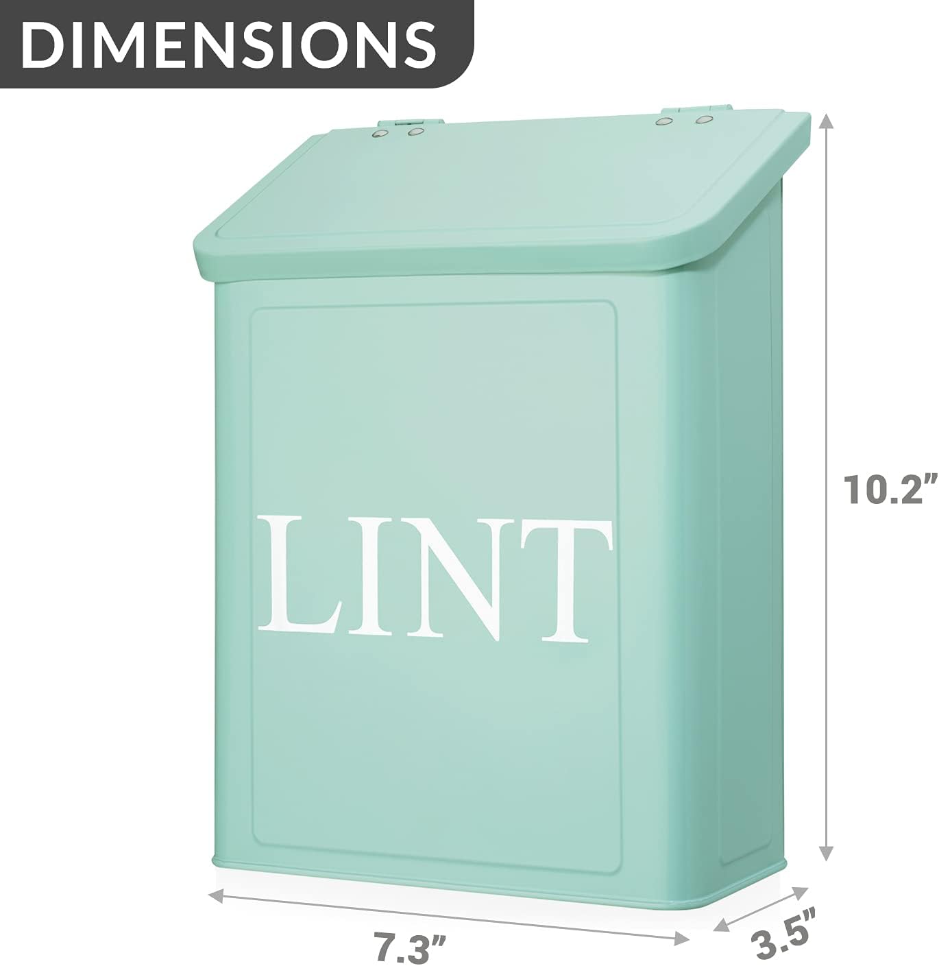 Calindiana Modern Farmhouse Metal Lint Bin 10L Mint Space-Saving Storage Solution