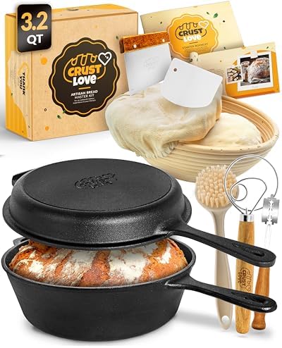Cast Iron Dutch Oven Bread Baking Set - 32QT with Lid and Handles
