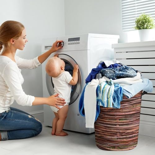 MEIKKO Woven Branches Laundry Basket with Waterproof Coating