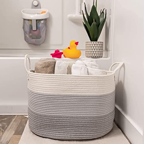 OrganiHaus Gray Extra Large Storage Basket for Blankets