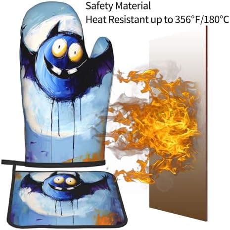 Halloween Bat Graffiti Oven Mitts Set