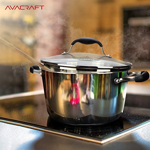 AVACRAFT 5 Quart Tri-ply Stainless Steel Dutch Oven with Glass Lid