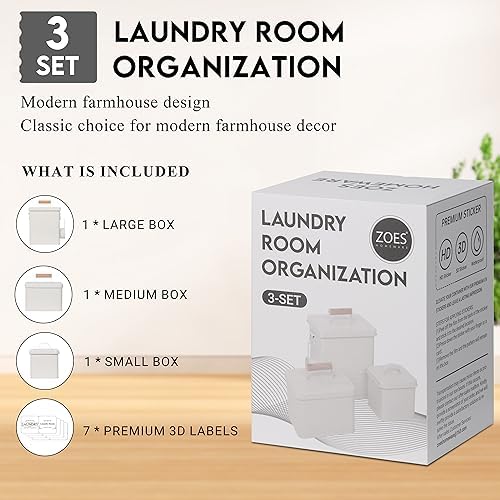 3-Set Modern Laundry Room Organization Baskets Labels