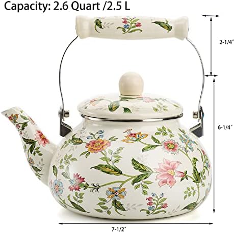 Vivid Enamel Tea Kettle with Porcelain Handle Elegantly Designed