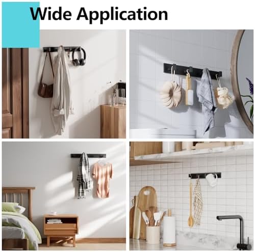 STKYGOOD Wall-Mounted Coathook Organizer Heavy Duty Metal Black 44 lbs Capacity