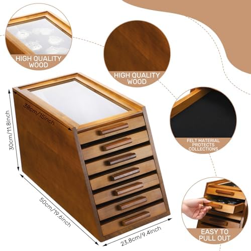 GlikCeil 7-Tier Knife Display Case with Felt Bottom and Glass Top