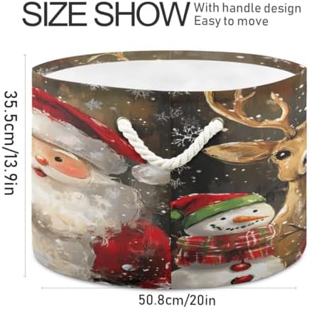 Reindeer Santa Snowman Large Open Storage Basket