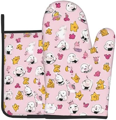 Lovely Rice Ball Printed Oven Mitts and Pot Holders 2pcs Set
