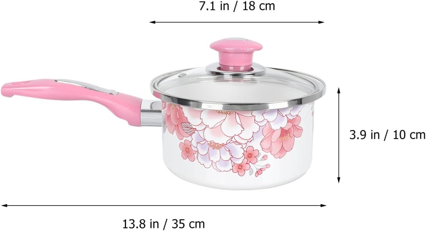 Convenient Non-Stick Enamel Saucepan Small Pot with Lid
