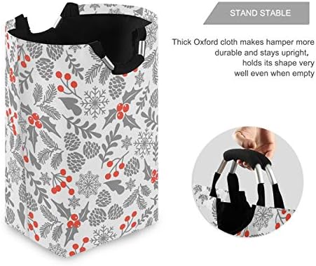 SUSIYO Winter Holly Berries Collapsible Laundry Basket
