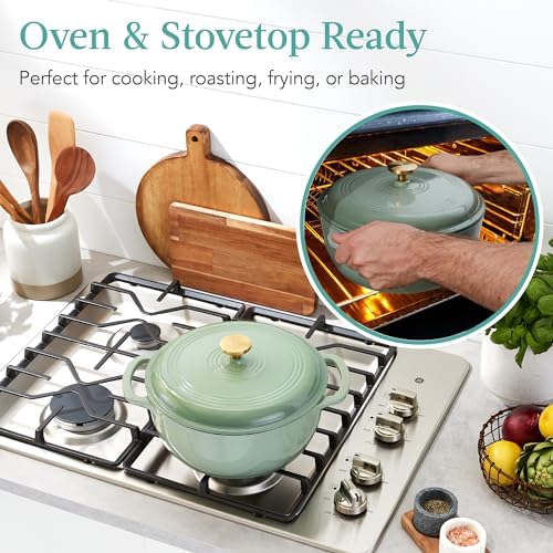 6 Quart Cast-Iron Dutch Oven - Sage Green