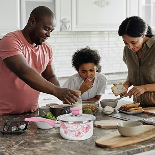Convenient Non-Stick Enamel Saucepan Small Pot with Lid