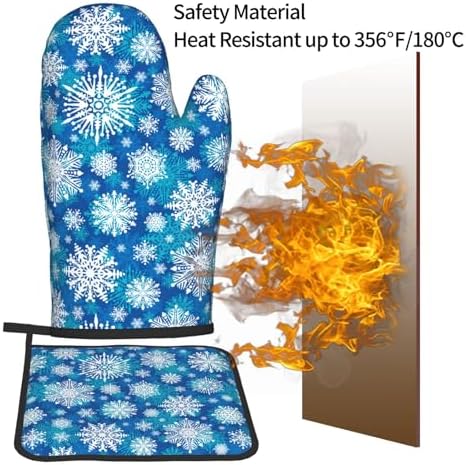 Winter Snowflakes Oven Mitts and Pot Holders 2-Piece Set