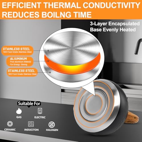 Stainless Steel 3 Qt Whistling Kettle with Ergonomic Handle