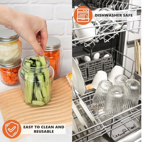 Cehomi 16 oz Glass Mason Jars with Lids - 4 Pack
