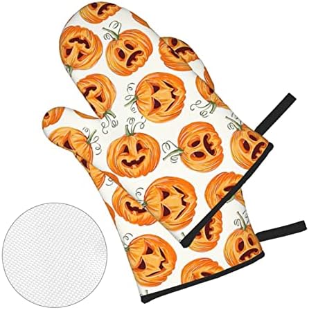 Halloween Pumpkin Oven Mitts and Pot Holders Set of 4