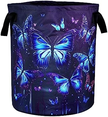 Blue Purple Butterfly Laundry Basket