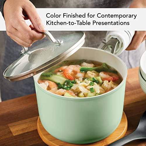 KitchenAid Hard Anodized Ceramic Nonstick 3 Quart Sauce Pan with Lid Pistachio