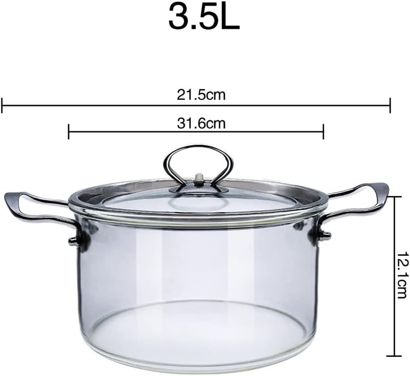 Heat-Resistant Glass Cooking Pot with Steam Hole - 35L Handle and Covered Design