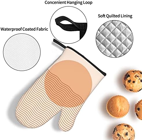 Sun Boho Oven Mitts Set for Kitchen - Heat Resistant