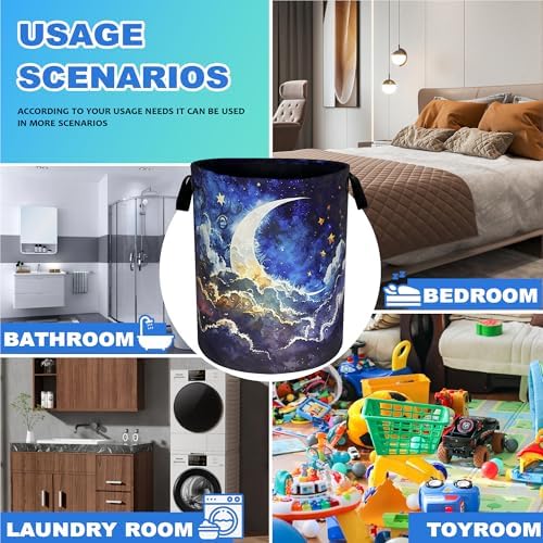 RKYAFFERISMA Night Moon Foldable Laundry Basket