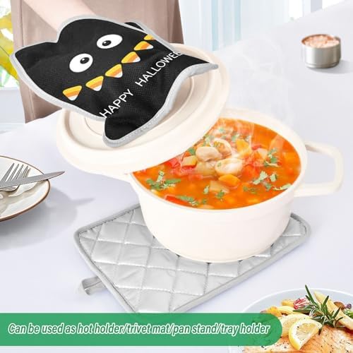 Happy Halloween 2Pcs Funny Pot Holder Set with Pockets for Oven Use