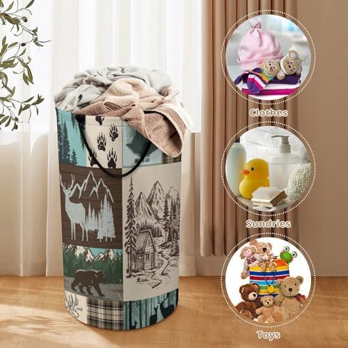 Sturdy Bear Themed Laundry Hamper for Bathroom Kitchen Living Room