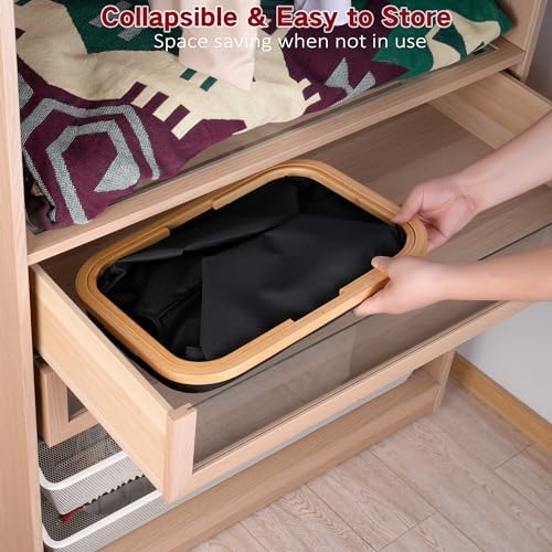 Efluki 60L Black Collapsible Laundry Basket with Handles