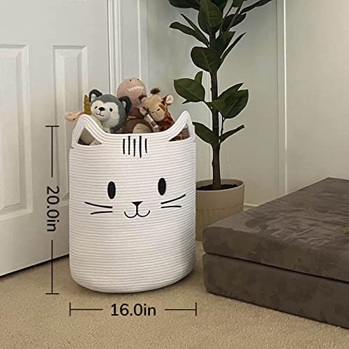 Cute Cat Basket White INDRESSME Tall Laundry Basket for Kids Cats