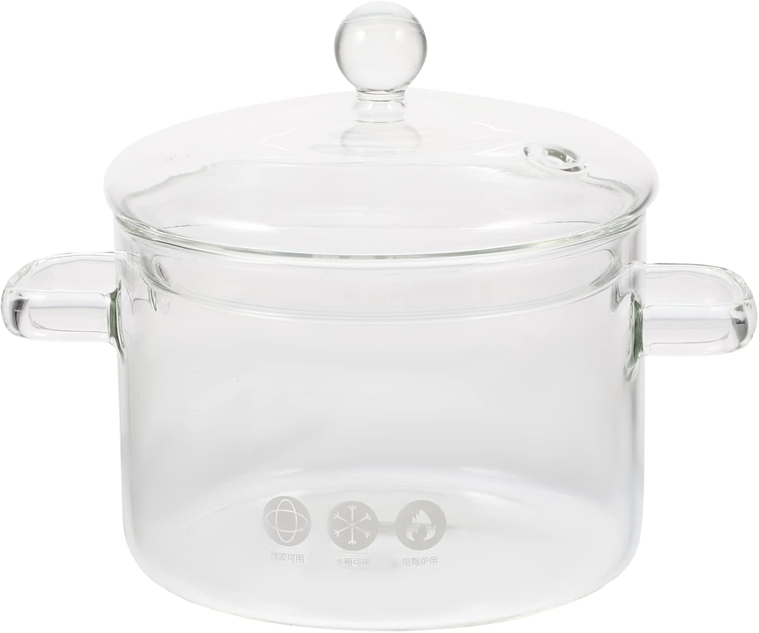 High-Borosilicate Glass Noodle Pot with Cover 1500ml Double Ear Stew Pot
