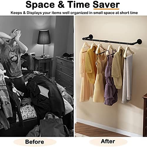 Industrial Pipe Wall-Mounted Clothes Rack - Durable Rust-Resistant