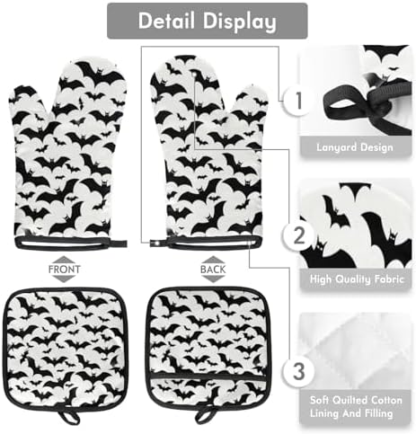 Halloween Bat Prints Oven Mitt Set of 2