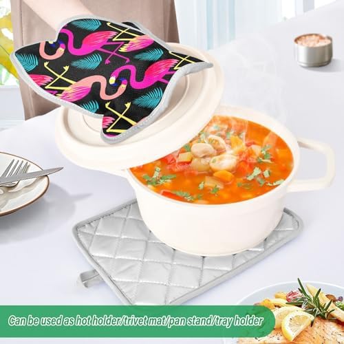 Bright Flamingo Potholder Set for Baking