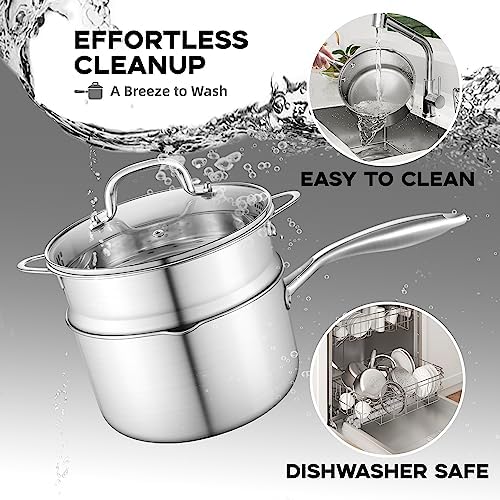 Leetaltree 15 Quart Stainless Steel Saucepan with Steamer Basket
