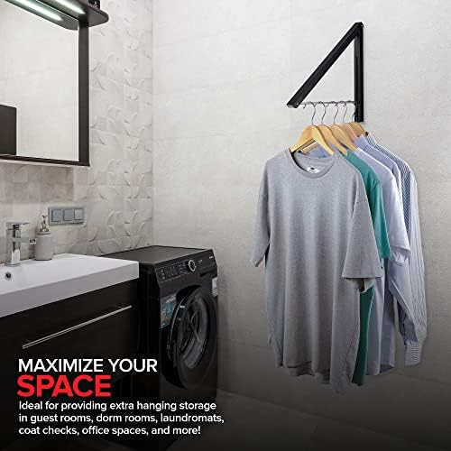 Wall-Mounted Single Foldable Clothes Rack Black