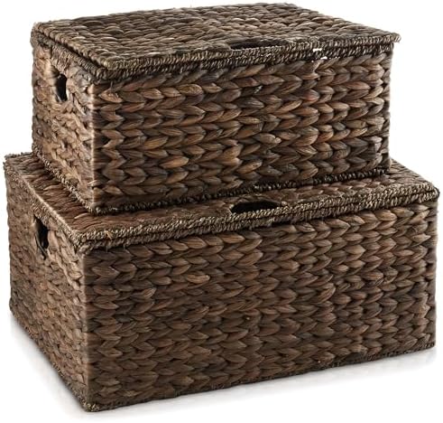 Casafield Water Hyacinth Storage Basket Set Eco-Friendly Stylish Multipurpose Organizer