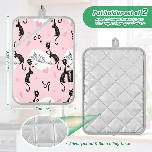 Pair of Heat-Resistant Oven Mitts for Baking Cooking