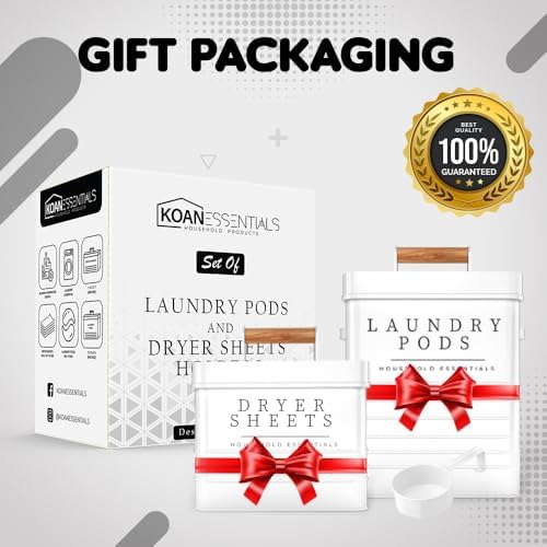 KOANEssentials Farmhouse Laundry Pods Dryer Sheets Container Set