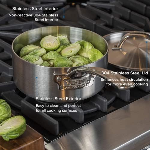 Viking Professional 2-Quart 5-Ply Stainless Steel Saucepan with Lid