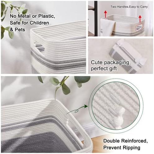 OIAHOMY 91L Laundry Hamper Collapsible Cotton Rope Basket - Grey
