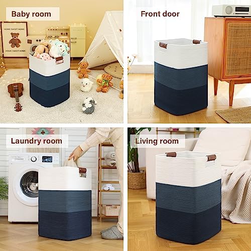SIXDOVE Extra Large Laundry Hamper Woven Gradient Blue Basket