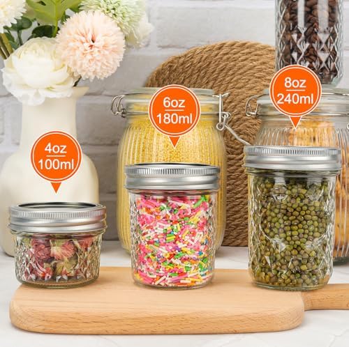 CycleMore Mason Jars 8 oz 24 Pack Canning Set